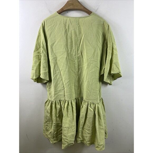 Weekday Women’s Green Minou Short Dress Size Small V Neck Short Sleeve - Picture 5 of 7